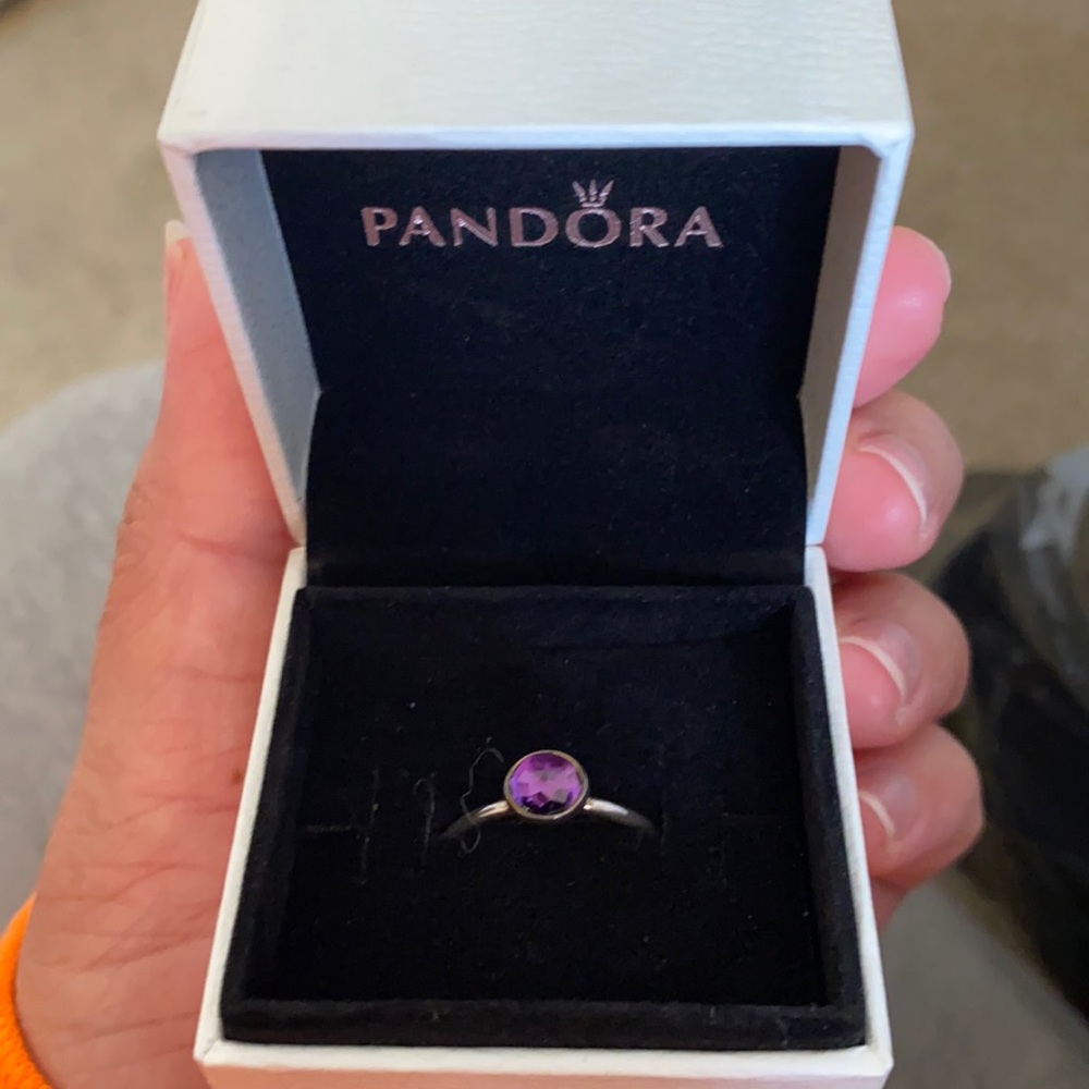 Pandora ring never worn purple solitaire